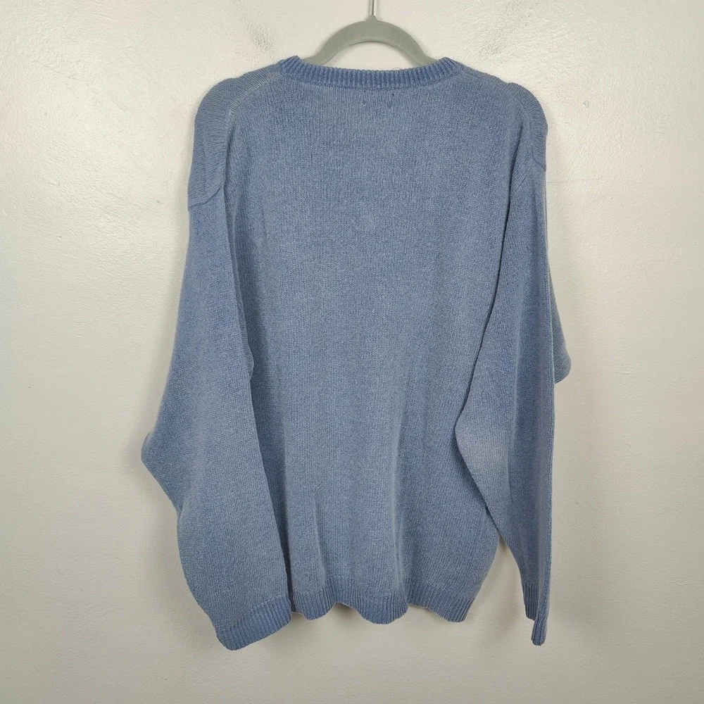 Vintage J Crew Lambswool Sweater Mens‎ XL Blue Knit Oarsman Made in Italy Preppy